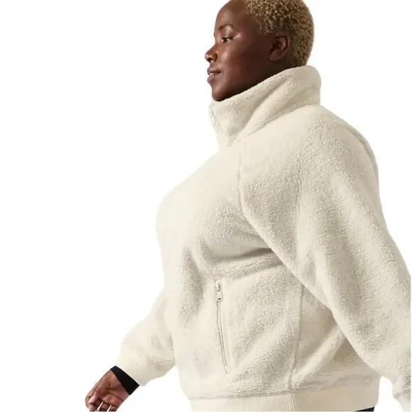 Athleta Cream Tugga Sherpa Jacket Sz 1X - Picture 2 of 10